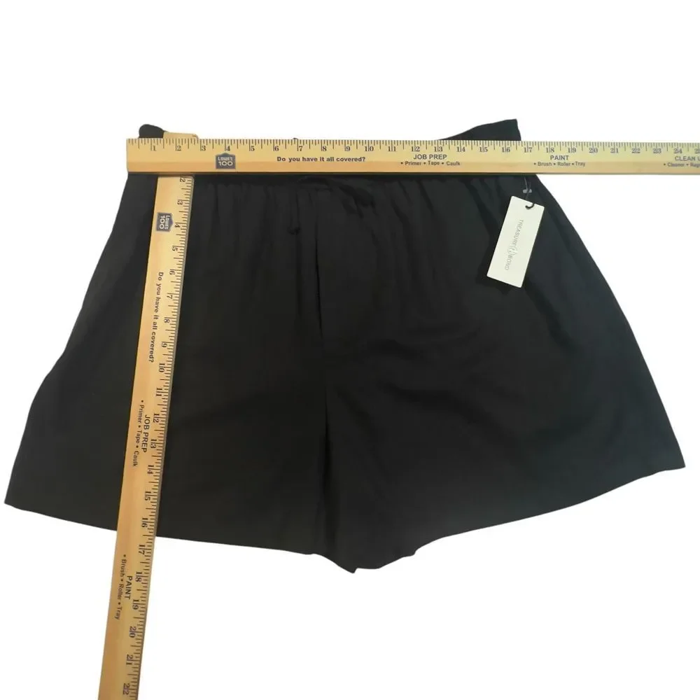 Treasure&Bond Comfort Pull On Linen Blend Drawstring Short‎ Black Size Large NEW